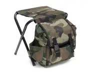 Camouflage Casual Outdoor Mountaineering Backpack Chair Portable Foldable Fishing Stool with Large Capacity Camouflage Bag