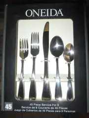 Oneida Flight 45 piece SS Flatware Set, service for 8 + 5 piece serving set, NIB