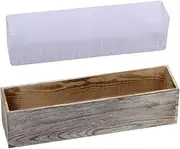Wood Planter Box Rectangle Wooden Rectangular Planter Decorative Rustic Wooden Box with Inner Plastic Box - 17.3" L x 3.9" W x 3.9" H Floral Natural Centerpieces Rustic Wedding Decor (Whitewashed)