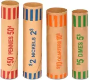 100pcs Assorted Heavy Duty Preformed Coin Wrappers Rolls - 100-Assorted
