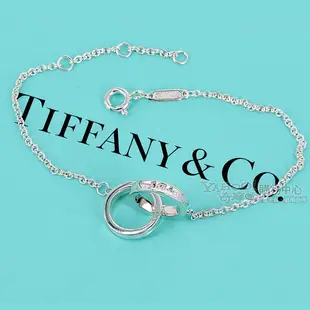 Tiffany&Co.1837系列 雙環刻字墜飾925純銀手鍊