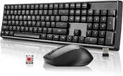 darkFlash Wireless Mechanical Keyboard and Mouse for Office, 106 Keys Full-Size Keyboard and Mouse Combo, Linear Red Switches for Windows/Mac Computer Office Desktop Laptop(GK104) (Black)
