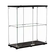 Glass Display Cabinet Lockable Collections Storage 2 Tier Shelf 2 Door