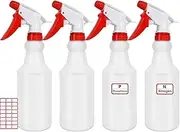 Spray Bottles - 4 Pack - Plastic Empty Spray Bottles for Cleaning Solutions, Hair, Plants, Household and Commercial Use - Heavy Duty Water Mist Sprayer -750 ml (25oz)