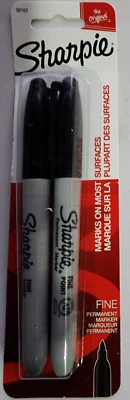 Sharpie Permanent Markers Fine Point Black Resilient Ink Dries Quickly & Resists