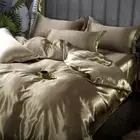 Silk BeddingSet with Duvet Cover Bed Sheet LuxurySatin SolidColor Double Single