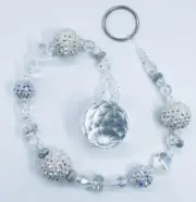 Beaded Suncatcher White & Clear Crystal Prism Hanging Patio Decor Yard Art Tree