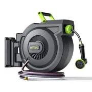 Retractable Garden Hose Reel 5/8 Inch x 82 ft + 6 ft Wall Mounted Water Hose ...