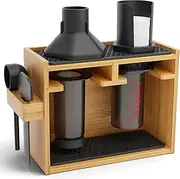 [HEXNUB] Organizer for Aeropress Coffee Maker Premium Bamboo Stand Caddy Station Holds Aeropress Coffee Maker Filters Cups Accessories with Silicone Dripper Mat