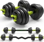 3-in-1 Adjustable Weight Dumbbells Barbell Set with Curved Rod Weight Set of 5/1