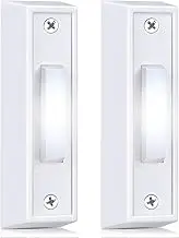 Saillong 2 Pieces Lighted Doorbell Button, Wall Mounted Garage Door Opener Switch with LED Light Compatible with Most Wire Doorbell Chimes, Transformer, Ringers, Buzzers (White,White Light)