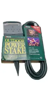 Woods Holiday Decor Timer Yard Stake & Remote, 18ft, 3 Grounded Outlets NOS