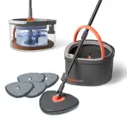 Dual Chamber Spin Mop and Bucket System, Mop Bucket Separate Dirty Water, Mop...