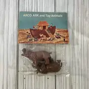 Vintage Unopened in Package ARCO Hippo 2 Pack Noah’s Ark Toy Animals 70’s