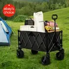 Foldable Camping Trolley Cart, 240L Heavy Duty Collapsible Wagon (Black)