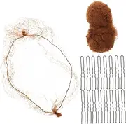 COLLBATH 1 Set Ballet Hair Nets with Clips Invisible Elastic Mesh Hair Wrap for Women for Dance Performance Daily Styling Nets Shaped Pins for Effortless Buns