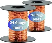 Wlzll 200 Feet 24 Gauge 99.9% Pure Soft Copper Wire for Electroculture Gardening, 2 Rolls Bare Soft Copper Wire – Ideal for Plant Growth, Science Projects, DIY Crafts, and Jewelry Making