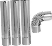 Veemoon 3 pcs Stainless Steel Vent Smoke Chimney Flue Tube with Elbow Connector Durable Ventilation for Efficient Smoke Removal Compatible with Various Water