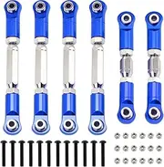 6PCS Aluminum Adjustable RC Tie Rods Linkage Turnbuckles Toe Links Set for Arrma 1/10 New Big Rock V3 Typhon 3S Granite Senton Upgrade Parts,Replace #AR330446 (Blue)