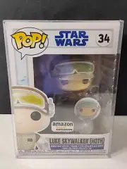 FUNKO PoP! Luke Skywalker (Hoth) #34 Amazon Exclusive +Pin +Protector STAR WARS