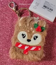 Christmas furry Reindeer Mini Diary Notebook Keychain Keyring NWT