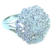 9.8 carat White Topaz .925 Sterling Silver brilliantly handcrafted ring size: 9