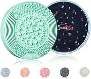Jessup Makeup Brush Cleaning Mat with Color Removal Sponge, 2 in 1 Silicone Makeup Brush Cleaner, A007