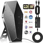 2025 Upgraded Strongest Digital TV Antenna, 2400+ Miles Range TV Antenna for Smart TVs, Indoor/Outdoor HDTV Antenna for Local Channels with Amplified Signal Booster Supports 4K 8K 1080p-38 FT Cable