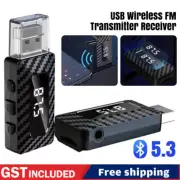 USB Wireless Bluetooth 5.3 FM Transmitter Receiver Car Audio Adapter 3.5mm AUX