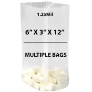 1.25Mil 6" X 3" X 12" | Clear Gusseted Bags, Heat Sealable | Multiple Bags