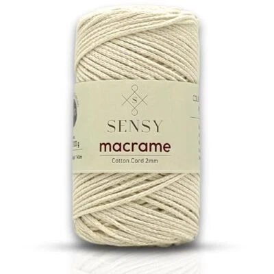Sensy Premium 2mm - 160 Yards 100% Recycled Cotton Macrame Cord 1 Skein Ecru