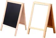 DOITOOL 2Pcs Double Sided Erasable Wooden Chalkboard for Vertical Message Board for Learning Drawing and Creative Activities for Students and Classroom Use