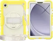 Compatible with Samsung Galaxy Tab A9 8.7Inch 2023 Model (SM-X110/SM-X115) Heavy Duty Shockproof TPU Case,Protective Cover W Screen Protector 380 Swivel Kickstand+Hand Strap+Shoulder Strap Tablet Case