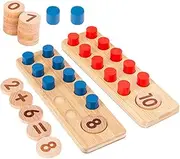 TOYANDONA Early Math Learning Toy 10 Piece Wooden Counting Blocks Children's Educational Math Toy Set