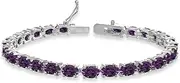 [GemStar USA] Sterling Silver 6x4mm Oval-Cut Classic Tennis Bracelet Made with Swarovski Crystals