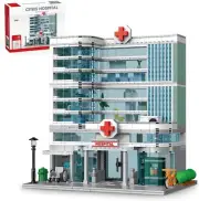 City Hospital Toy Building Set with LED Lighting, Compatible with Lego, Modular