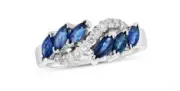 Unique 1.45CT Marquise Blue & Round White Elegant Engagement Ring In 935 Silver