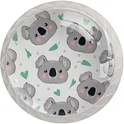 Set of 4 Tropical Koala Round Cupboard Knobs Office Kitchen Bathroom Furniture Drawer Pull Handle with Screws,30mm