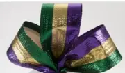 4 yards 2.5" Mardi Gras metallic ribbon~2.5" Wired purple green ribbon