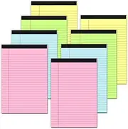 Note Pads 5x8 Colored Legal Pads, 8 Pack Mini Legal Pads 5x8 College Ruled, Pink Notebook Paper 5x8 Lined Note Paper, Colored Notepads 5x8 Pastel Legal Pad, Small Writing Pads Paper 5x8, 30 Sheets/Pad