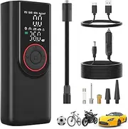 JOYI YAN Portable Air Compressor, 150PSI 6000mAh Electric Cordless Air Pump with Pressure LCD Digital Gauge & LED Light, Auto Tyre Pump for Car, Motorcycle, Bike, Ball