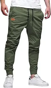 [Generic] Mens Joggers Chino Cargo Pants Drawstring Elastic Waist Hiking Pants Casual Sweatpants Outdoor Jogging Sweatpants