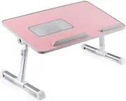 Adjustable Laptop Stand Bed Desk,USB Cooling Fan/Soft Hand Rest/Folding Leg Portable Bed Tray Table,Dining Work Writing Write