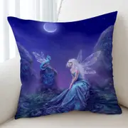 Fantasy Art the Moon Light Blue Dragon Fairy Cushion Cover