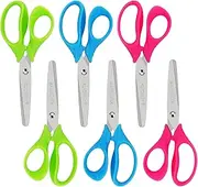 Kids Scissors,Scissors for School Kids with Comfort Grip Handles,5 Inch Blunt Scissors for Kids for School and Classroom,Blue,Green,Pink,6 Pack