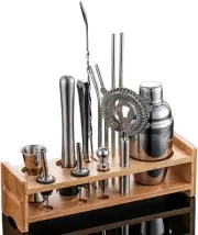 Mixology Bartender Kit, 14-Piece Bar Tool Set with Bamboo Stand All Essential