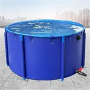Round Thickening Fish Pond Pool, Portable Water Storage Container Tank, Large Collapsible Outdoors Tarpaulin for Aquaculture, Koi Breeding(1.2x1m)