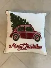 CHRISTMAS TREE TRUCK CAR BUGGY PILLOW RED 18x18 Target New!