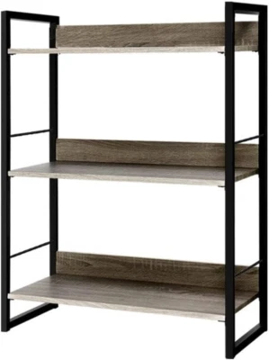 Artiss Bookshelf, 3 Tier Metal Book Shelf Bookcase Corner Display Storage She...