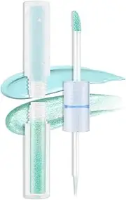 Glitter Liquid Eyeshadow, Shimmer Metallic & Matte Eye Shadow with Double Headed Brush, Sparkling Highlight Eyeshadow Makeup, Highly Pigmented